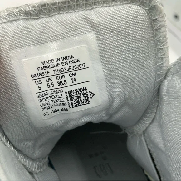 Converse All Star High Top Zipper Silver Glitter Sneakers. Juniors Size 6. - Picture 7 of 8